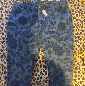 Nwt lane bryant patterned skinny ankle jeans sz 28